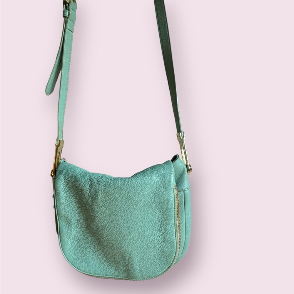 Vince Camuto Crossbody mint leather with zipper accents